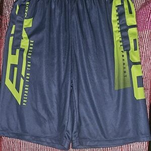 EUC Youth ESX Sports Official Gaming Gear Navy and Lime Athletic Shorts